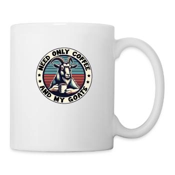 Brauche nur Kaffee und meine Ziegen - Tasse - Weiß - Rechts