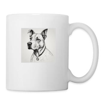 Dog with chain in black and white - Mug - white - Right