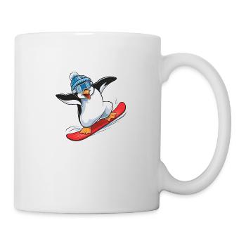 Pinguin Winter Snowboarder auf dem Snowboard - Tasse - Weiß - Rechts