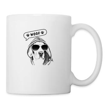 Hund mit Sonnenbrillen und Kapuze - Tasse - Weiß - Rechts