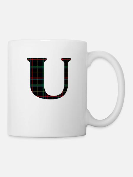 Monogramm u schottischer Tartan - Tasse - Weiß