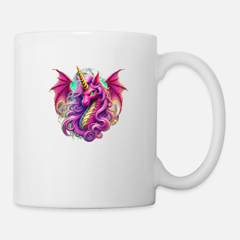 Mächtiges Einhorn mit grünen Augen - Tasse - Weiß