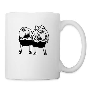 2 sheep couple tired angry upset offended - Mug - white - Right
