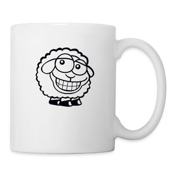 Schaf Grinsen Guckt Doof Frech Lächeln Glücklich - Tasse - Weiß - Rechts