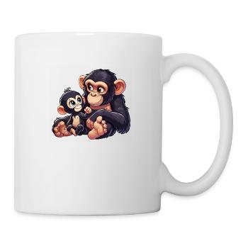 chimpanzee mother with child - Mug - white - Right