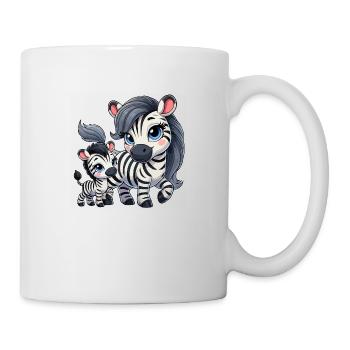 Zebra-Mutter mit Kind - Tasse - Weiß - Rechts
