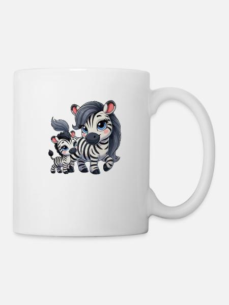 Zebra-Mutter mit Kind - Tasse - Weiß