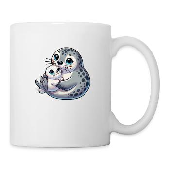 Seal mother with child - Mug - white - Right