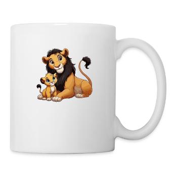 Löwe Vater mit Kind - Tasse - Weiß - Rechts