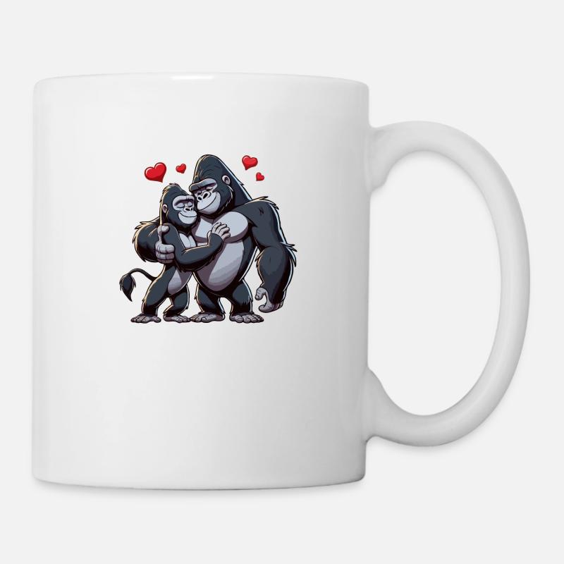 Gorilla-Paar - Tasse - Weiß