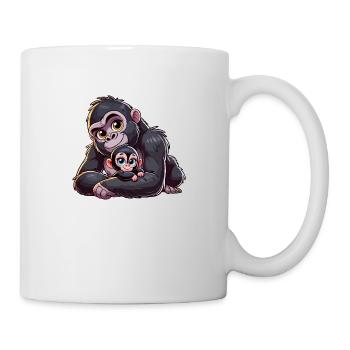 Mère gorille avec enfant - Mug blanc - blanc - Droite