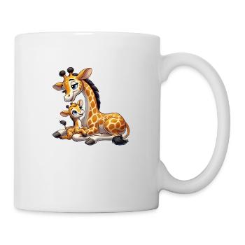 Giraffe mother with child - Mug - white - Right
