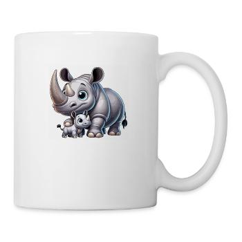 Rhinoceros mother with child - Mug - white - Right