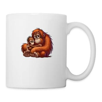 Orang-Utan-Mutter mit Kind - Tasse - Weiß - Rechts