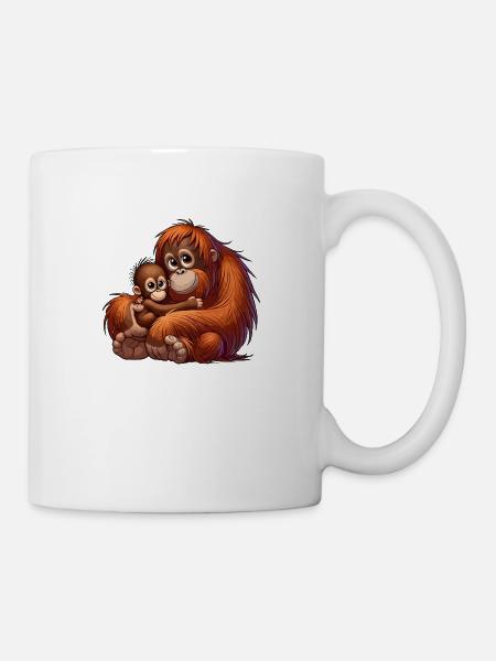 Orang-Utan-Mutter mit Kind - Tasse - Weiß