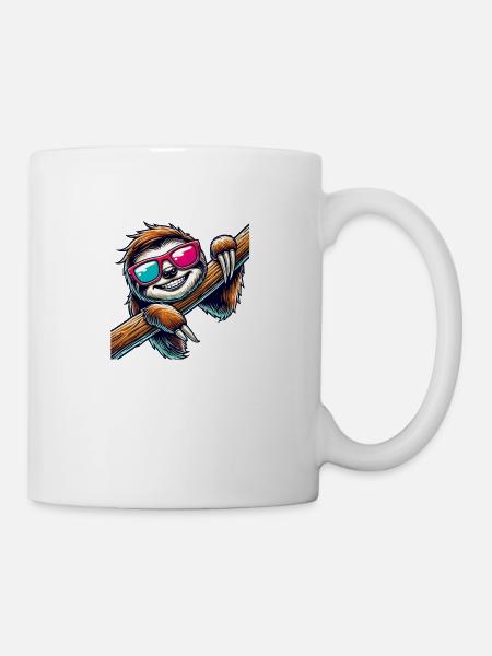 faultier sonnenbrille - Tasse - Weiß