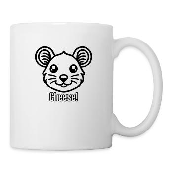 Niedlich aussehende Maus - "Cheese" Design - Tasse - Weiß - Rechts