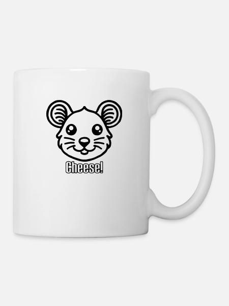 Souris mignonne à la recherche - Design « Cheese » - Mug blanc - blanc
