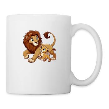 Lion father with child frolicking - Mug - white - Right