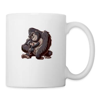 Gorilla mom with child frolicking - Mug - white - Right