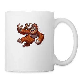 Uran Utan Mutter mit Kind herumtollt - Tasse - Weiß - Rechts