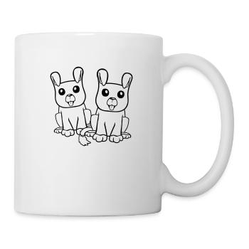 2 chiens équipe assis deux amis équipage heureux - Mug blanc - blanc - Droite