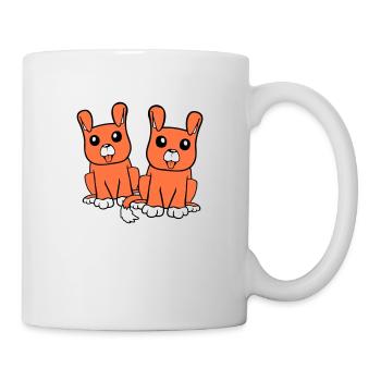 2 chiens équipe assis deux amis équipage heureux - Mug blanc - blanc - Droite