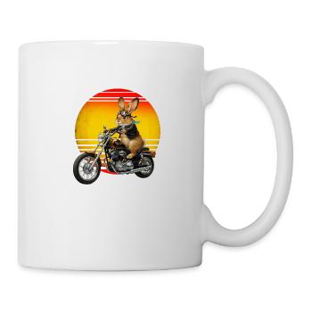 Ein Kaninchen auf einem Motorrad - Tasse - Weiß - Rechts