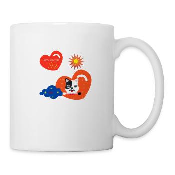 Frohes neues Jahr Grüße von der Mieze! - Tasse - Weiß - Rechts