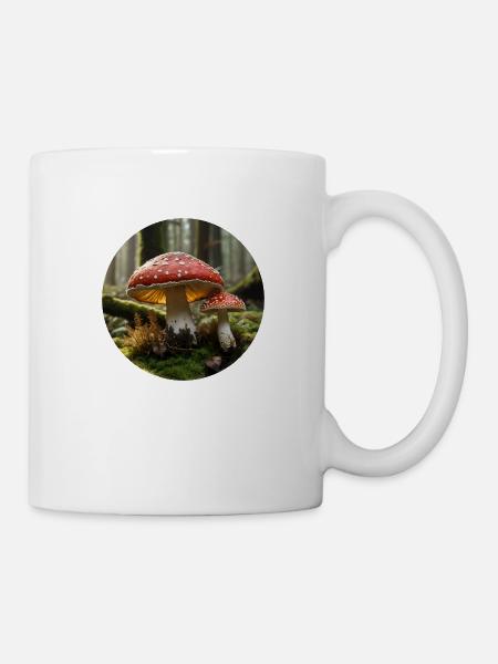 Fliegenpilz - Amanita Muscaria im Wald - Tasse - Weiß