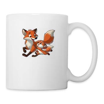 Fox with child frolicking - Mug - white - Right