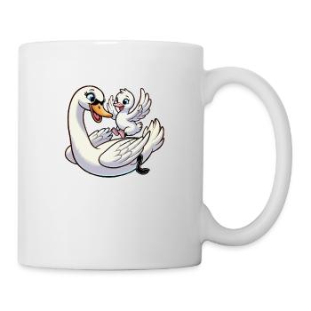 Cygne mère et enfant gambadant - Mug blanc - blanc - Droite