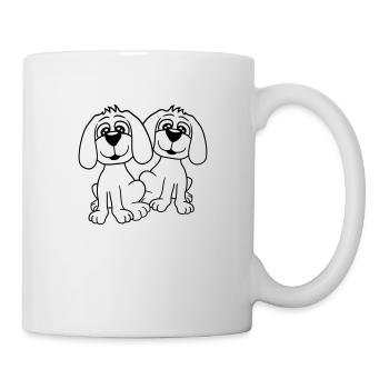 2 chiens équipe assis deux amis équipage heureux - Mug blanc - blanc - Droite
