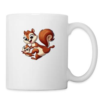 Écureuil mère et enfant gambadant - Mug blanc - blanc - Droite