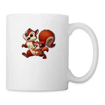 Écureuil mère et enfant gambadant - Mug blanc - blanc - Droite