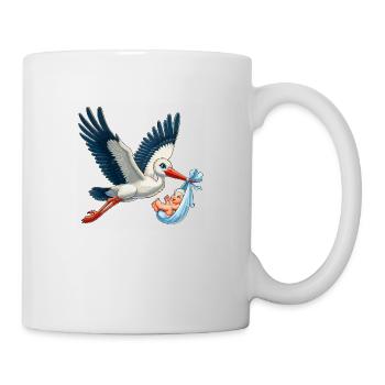 Storch mit Kind - Tasse - Weiß - Rechts