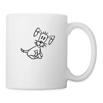 chien assis mignon petit chiot heureux animal de compagnie - Mug blanc - blanc - Droite