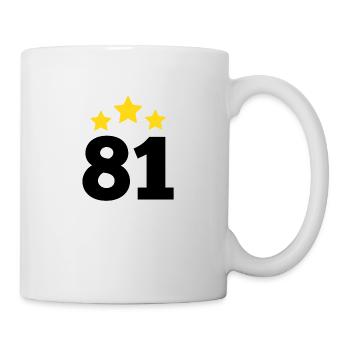 81 Jahre alter Stern - Geschenk zum 81. Jubiläum - Tasse - Weiß - Rechts