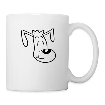 Hund Gesicht Kleiner Glücklicher Welpe Haustier - Tasse - Weiß - Rechts