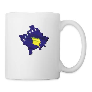 Kosovo Flagge in der Kosovo Landkarte - Tasse - Weiß - Rechts