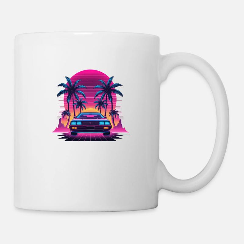 Voiture Retrowave - Mug blanc - blanc