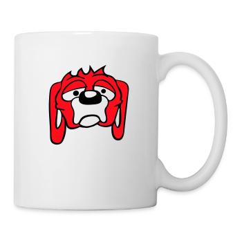 Dog looks unhappy sad shy fear - Mug - white - Right