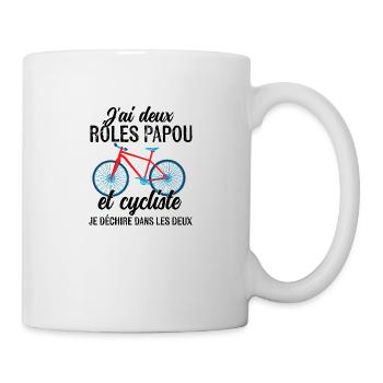 Ich habe zwei Rollen: Papua und Radfahrer, Trikot, Radfahren - Tasse - Weiß - Rechts