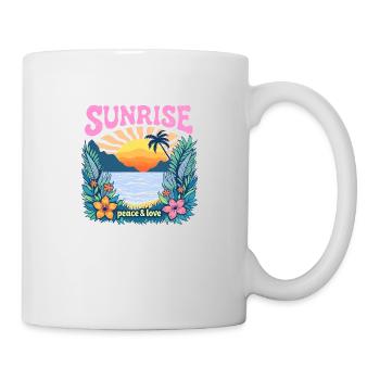 Design rétro vintage : Lever du soleil paix et amour - Mug blanc - blanc - Droite