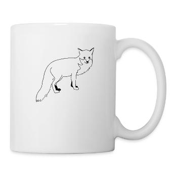 Fuchs - Grafik in schwarz-weiss - Tasse - Weiß - Rechts