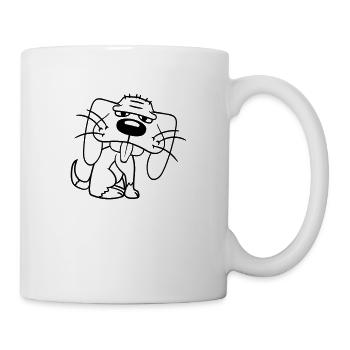 Hund Sitzt Lustig Süß Streck Zunge Heraus Comic - Tasse - Weiß - Rechts