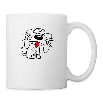 Hund Sitzt Lustig Süß Streck Zunge Heraus Comic - Tasse - Weiß - Rechts
