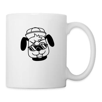 DJ Hund Sonnenbrille Teenager Mütze Cappy Cool Guy - Tasse - Weiß - Rechts