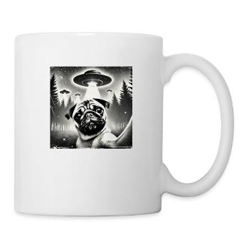 Funny Pug Pug Dog Selfie UFOs Alien - Mug - white - Right