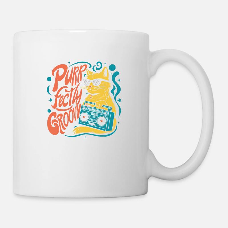 Purrfectly groovy - Mug - white